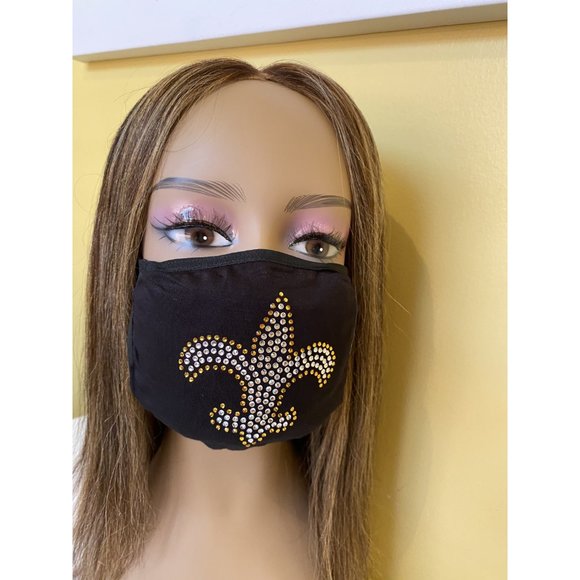 New Orleans Saints Bling Rhinestone Face Mask - Picture 5 of 11